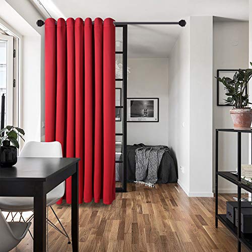 Wontex Room Divider Curtain - Privacy Blackout Curtains For Bedroom Partition, Living Room And Shared Office, Thermal Insulated Grommet Curtain Panel For Sliding Door, 10Ft Wide X 9Ft Long, Red #TOP2