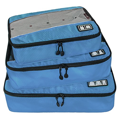 BAGSMART Travel Packing Cubes 3 Sets Luggage Packing Organizer for Carry-on Accessories, Indigo blue
