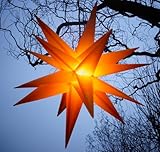 GURU SHOP 3D Außenstern Kaspar, Weihnachtsstern, Faltstern mit 18 Spitzen, 4 m Leitung, LED Leuchtmittel - Ø 55 cm 230V E14 Gelb