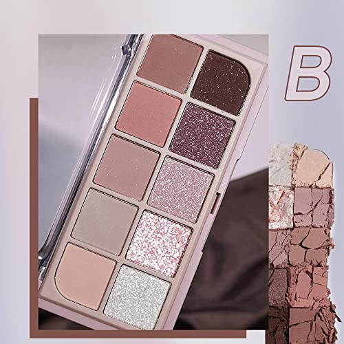 Erinde 10 Color Eyeshadow Palette Makeup - Matte Shimmer Glitter Eye Shadow, Ultra-Blendable, High Pigmented, Naturing-Looking, Neutral Nude Eyeshadow Palette With Brush, Smoke Purple Rose #TOP1