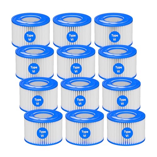 Henmfely 12 Pack Type VI Hot Tub Filter Cartridge Compatible with Bestway, Lay-Z-Spa, Coleman...