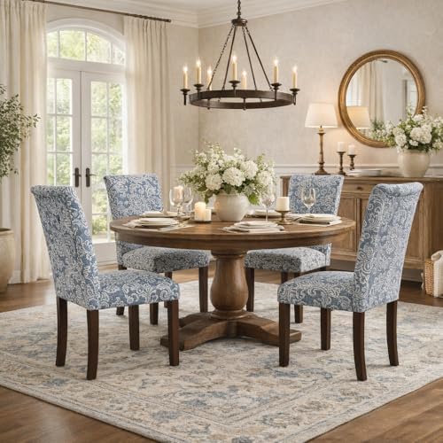 Image of HomePop Classic Parsons Dining Chair -Denim Jacobean Print (Set of 2)