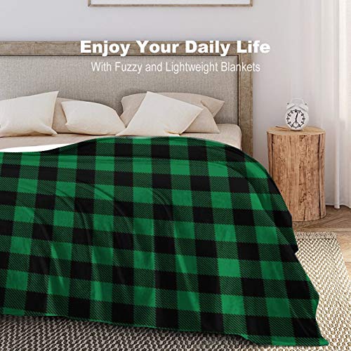 Fleece Flannel Throw Blanket Soft And Warm Air-Conditioned Quilts Smothness Home Blanket Black Green Lattice Grid Quadrille Pattern Bed Throws For Living Room, 60 X 80 Inches #TOP3