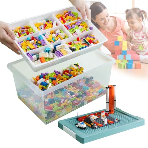 HAMON Aufbewahrungsboxen mit Deckel für Lego Bausteine,Transparente...