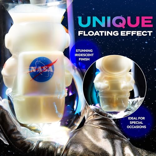 NASA Astronaut Glasses – 7 oz Set of 2 Double Wall Iridescent Drinkware with NASA symbol and Artemis Patch – Unique Glassware for Space Enthusiasts – Keeps Drinks Cold Longer