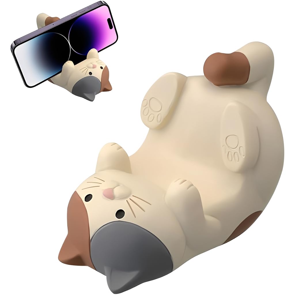 ZORBES® Resin Cat Figurine Phone Stand Holder, Sturdy Design to Hold Smartphones Without Tipping, Cute Mobile Stand for Desk, Gift for Cat Lovers, Desk Decor Accessory, 3.2 * 2.4inch Toy Review India (Iknoor World )