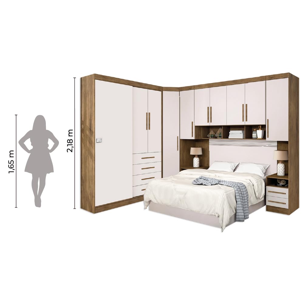 Guarda Roupas Casal Dormitório Completo Georgia J&A Para Cama Box