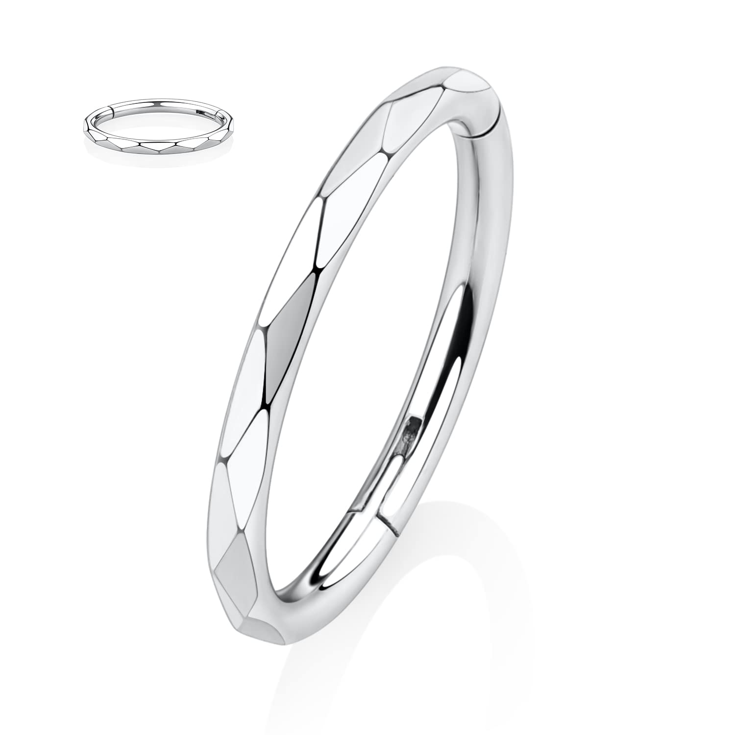 hengkaixuan CZ/Opal Nose Rings Conch Jewellery Septum Clicker 316L Surgical Steel Segment Ring Helix Cartilage Earrings Hoop Daith Tragus Rook Piercing Jewellery — view 55