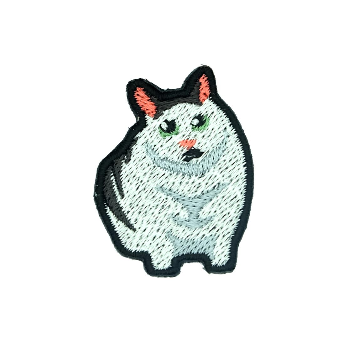 Amazon.co.jp: 猫ミームのアイロンワッペン 総刺繍 猫マニ cat meme 