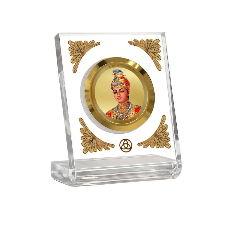 Image of DIVINITI 24K Gold Plated Guru Harkrishan Sahib Ji Acrylic Frame for Car Dashboard, Home Temple & Office Table | Premium Spiritual Gift, Blessings for Protection & Positivity, 8x7