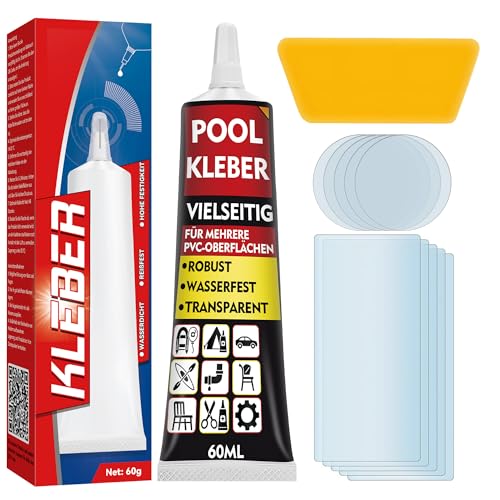 HuakChai Pool Reparaturset für Schnelle Hilfe Starke Pool Flicken gegen Wasserlecks PVC Poolfolie Reparaturset Wasserfester Pool Kleber für Aufblasbare Luftmatratzen Schlauchboote usw
