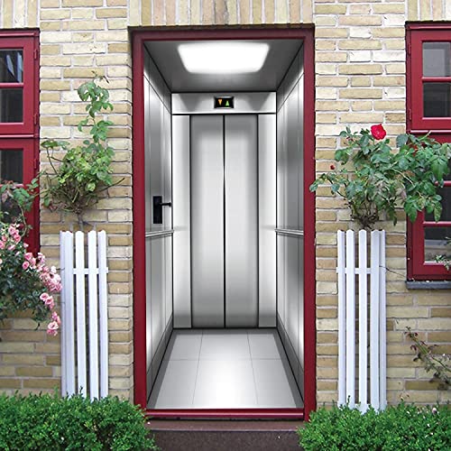 3D Silver Elevator Door Door Sticker Peel and Stick Vinyl Wrap Door Cover Door Decal Office Door Sign Bedroom Door Sign Front Door Decor Removable Door Decal 100 X 215 Cm Door Photos