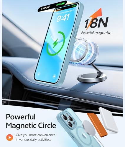 Image of FNTCASE for iPhone 14 Pro Case: [Compatible with Magsafe] Translucent Matte Cases with [Full Camera Protection] [Screen Protector] Military Grade Shockproof Protective Phone Cover - Teal