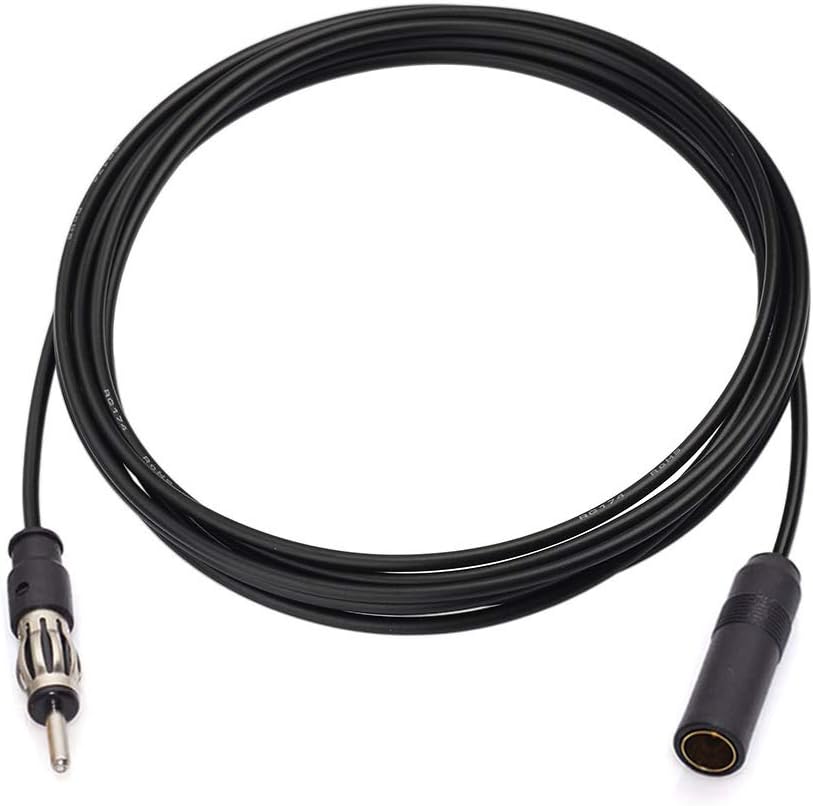 Car FM AM Radio Antenna Extension Cable 6.5 feet / 2m Cord DIN Plug Connector Coaxial Cable for Vehicle Truck Car Stereo Head Unit CD Media Receiver Player