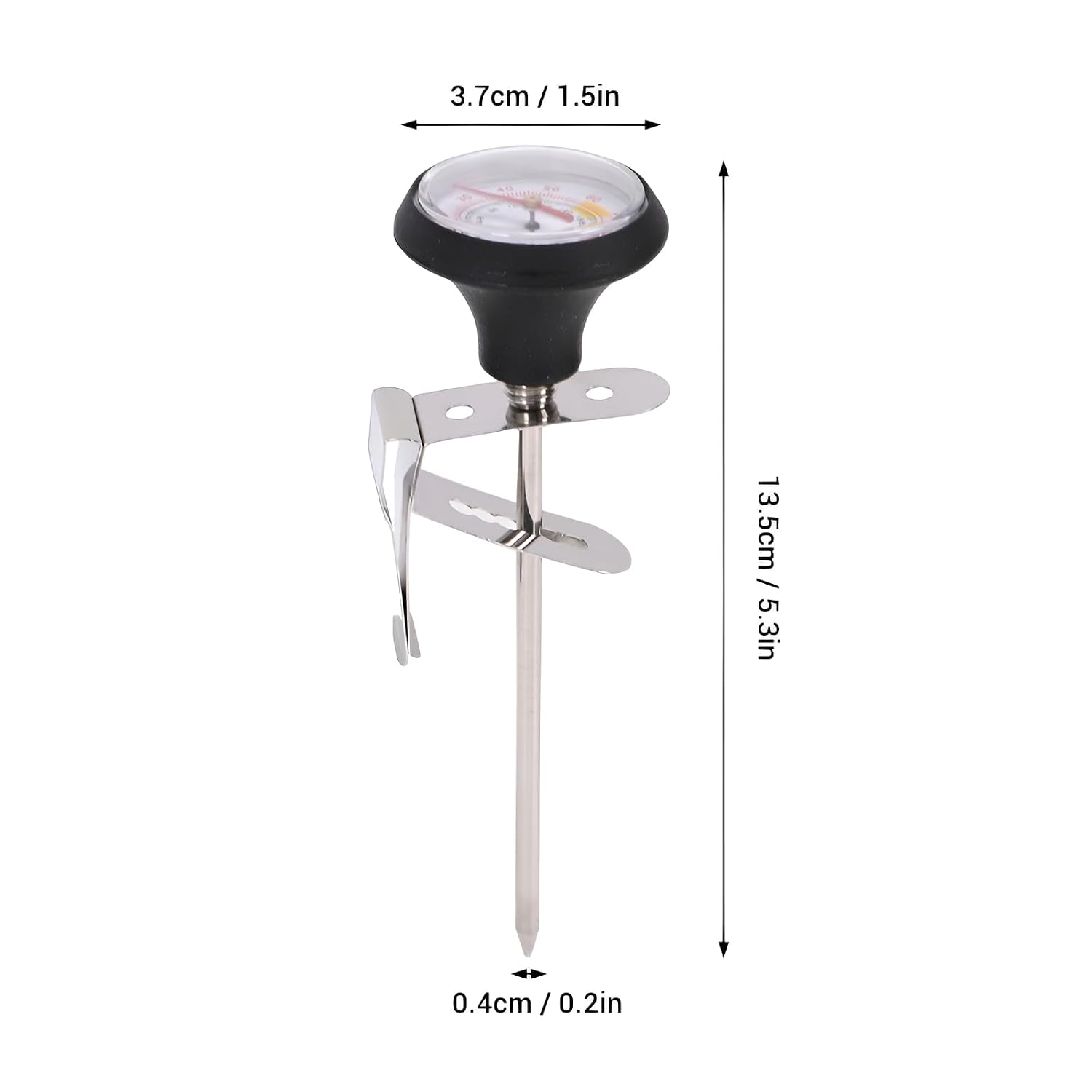 2Pcs 304 Stainless Steel Milk Froth Thermometer with Pot Clamp