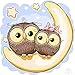 Produktbild diamondpaintingcrafts.com Cartoon Little Owls on The Moon, DIY Diamant Malerei Kit 20x20cm Yellow, Blue, White, Yellow, Brown