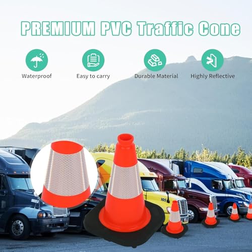 Image of BESEA 12 Inch Traffic Cones, Safety Cones with 4 inch Reflective Collar, Lightweight & Durable PVC Road Cones for Parking, Sports Training, Construction, Driveway (6 Pack)