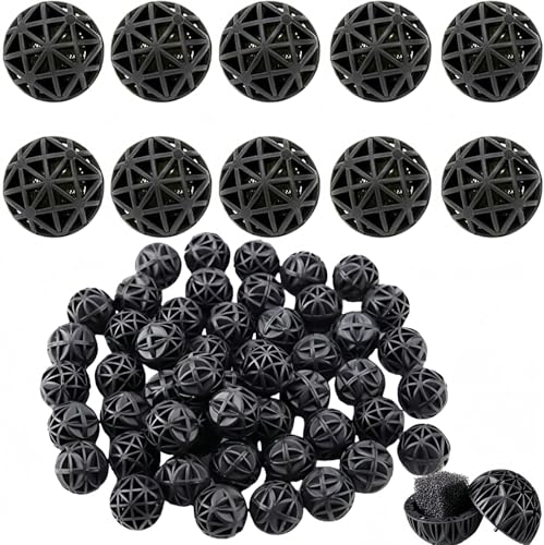 Heyumybit Bio Balls Aquarium Filtermedien,100 Stück Aquarium Bio Filterbälle,Bio Balls für Filtration Reinigung Aquarium Teich Wasserfall Brunnen,Filtermaterial für EX Außenfilter(16MM)