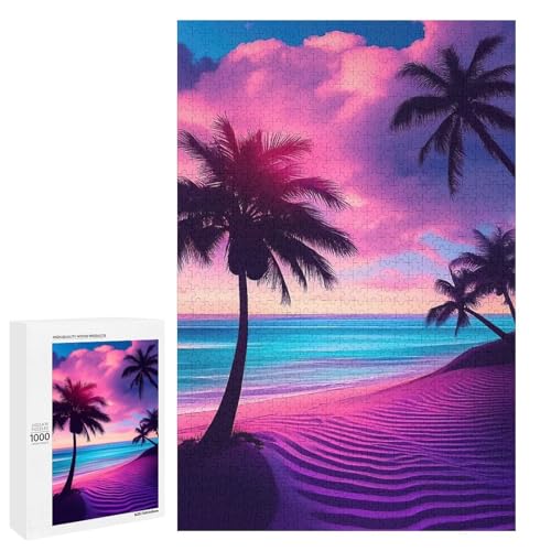 ヤシの木の夕焼けビーチジグソーパズル パズル レジャー 子供/大人用 減圧 誕生日プレゼント 贈り物 パズル 初心者向け ギフト 誕生日 クリスマス 1000 PCS