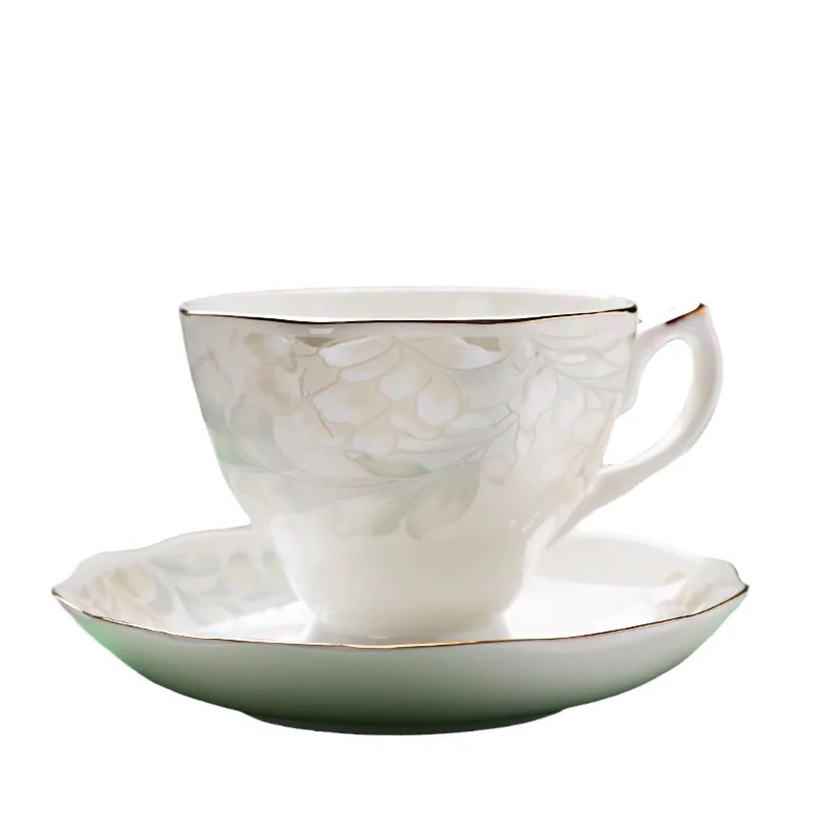 Juego de Taza y Plato de café de Porcelana de Hueso de 175 ml, Taza de Porcelana de Hueso, Plato, Taza de Agua, té de la Tarde