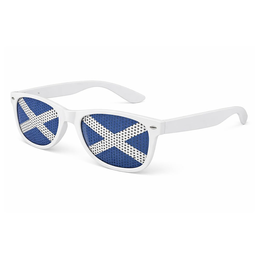 Tudegy Scotland Flag Novelty Sunglasses,Scotland Sunglasses Boys Girls, Football World Cup Glasses, Football Eyewear Party Accessory for Childrens (White)