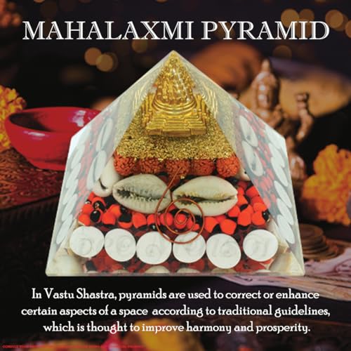 Image of Maha Laxmi Crystal Pyramid | 3.5 Inch | Vastu Correction Pyramid | Positive Energy, Wealth | Meditation & Good Luck | Home & Office Decor for Prosperity