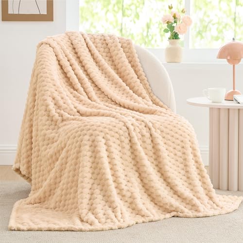 Image of BEDELITE Blush Sand Twin Blanket for Couch, Soft Cozy Gift for Women, 60*80 | 3D Jacquard Decorative Fleece Blanket, Super Soft Plush Throws, Cute Birthday Gift for Women & Men, Suitable for All Seasons
