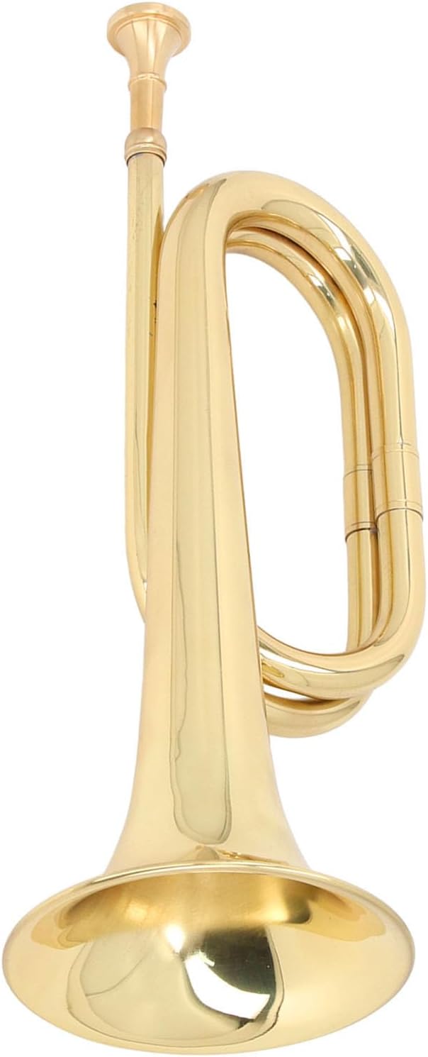 Military Bugle C Key Trumpet, Gold Bugle Cavalry Trumpet Brass Instrument for School Band Cavalry Beginner Military Orchestra, Brass Bugle Instruments, 11cm Dia Mouthpiece