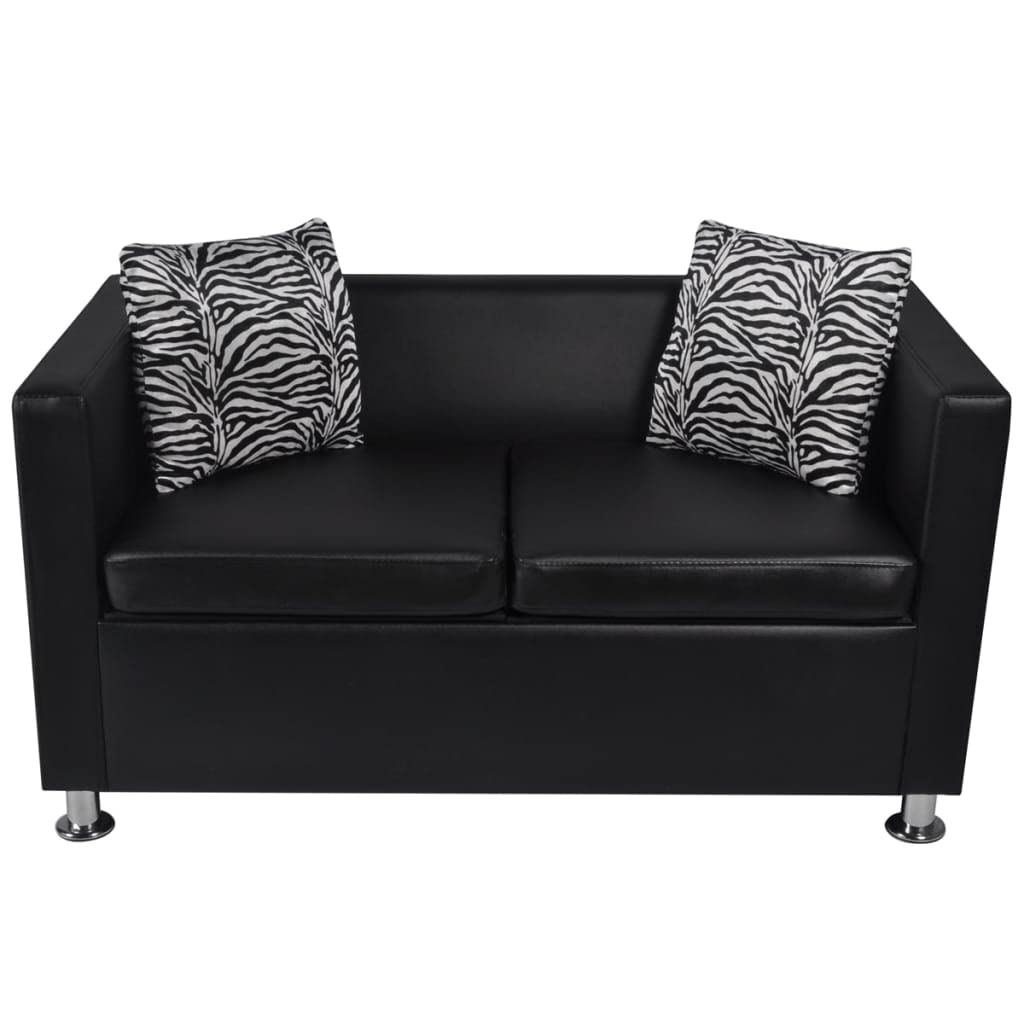 Conjunto de sofás de 2 y 3 plazas de Cuero Artificial Negro