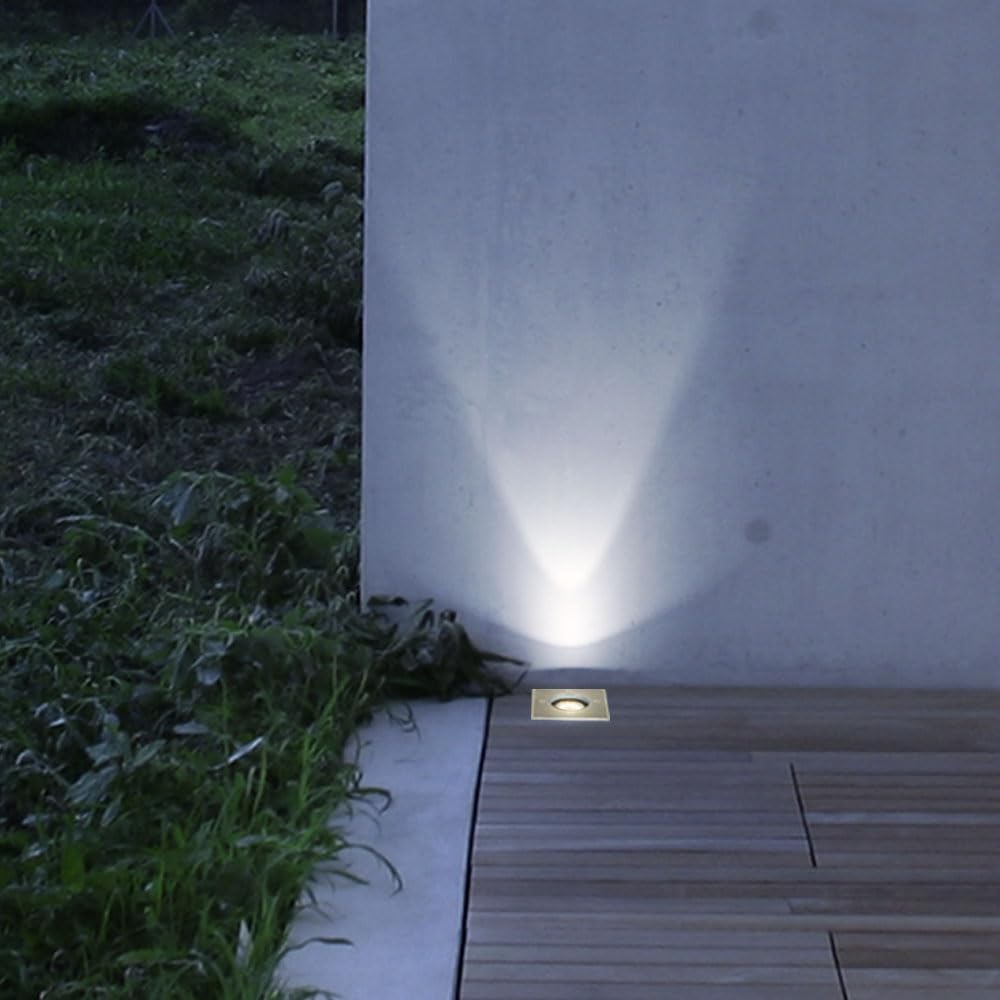 Bodeneinbaustrahler GU10 Terrassenboden Einbauspot Bodeneinbauleuchte Außen, Fernbedienung dimmbar, Edelstahl stoßfest, RGB LED 3,5W 290Lm, LxBxH 11x11x12 cm, 3er Set
