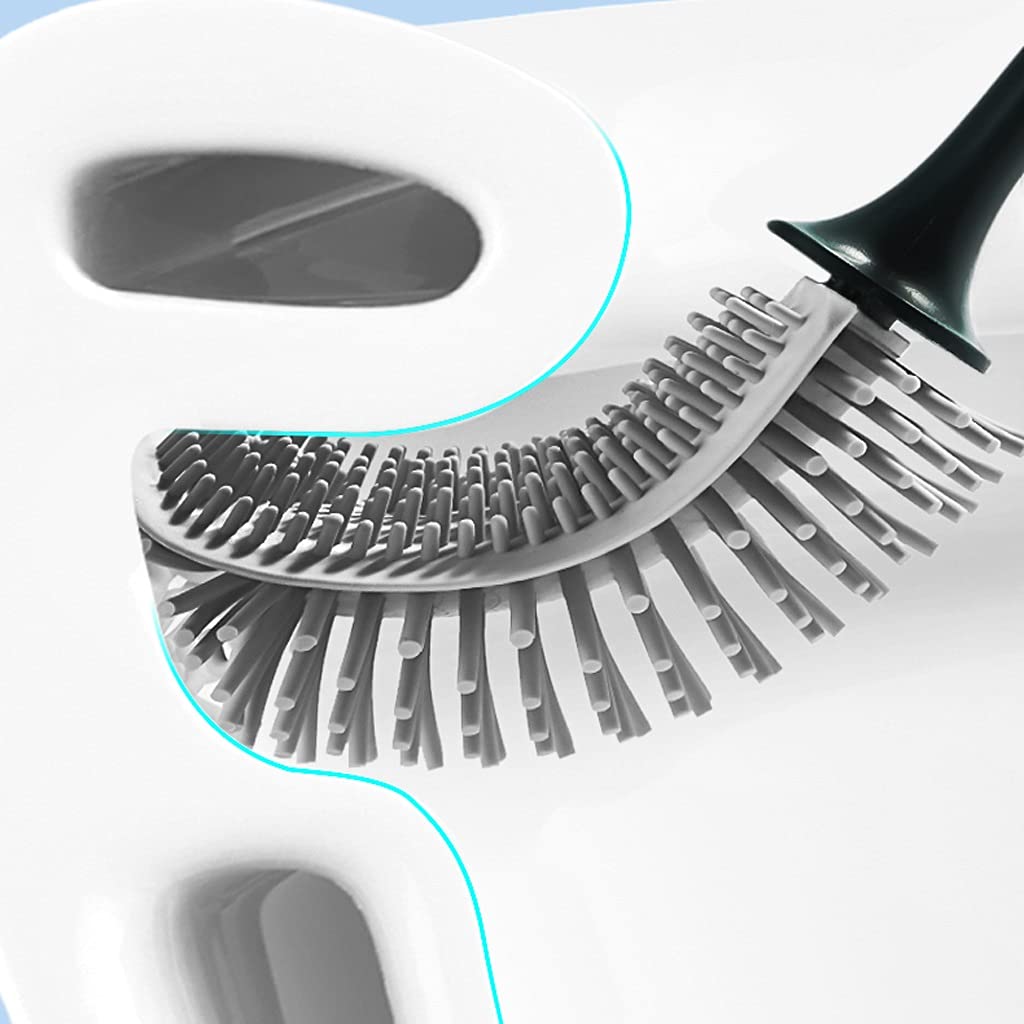 Escobillero de 360° sin Puntos Muertos, Cepillo de Silicona para Inodoro, Cepillo de Pared de Pelo Suave (Color: A) (D)