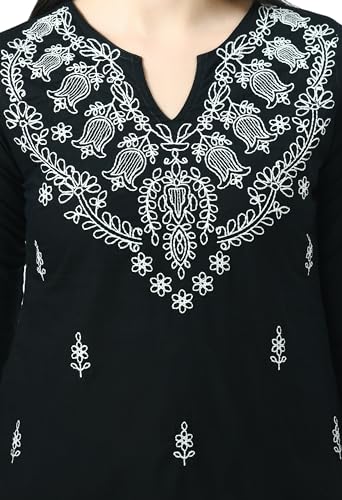 Image of QAZMI Women's Cotton Straight Embroidered Kurti
