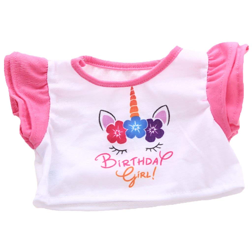 BYO-BFF Stuffed Animals Plush Toy Outfit – Birthday Girl Unicorn Tee 8”