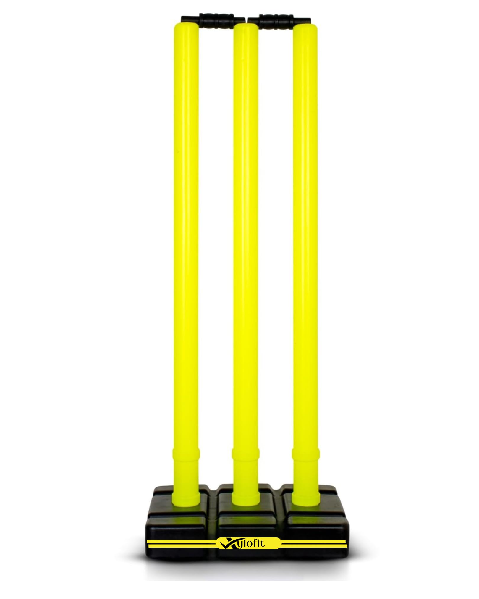 Strong Plastic Cricket Stumps Set with Base & Bails | Durable, Portable & Ideal Wickets for Practice, Match, and Training | 3 Stumps + 2 Bails + 1 Stand (FluroGreen)-image-7