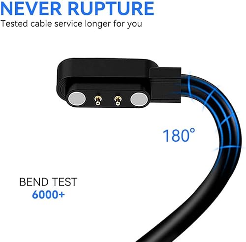 Smart Watch Charger Cable, Universal Magnetic SmartWatch Accessories Charger Cable 4 Pin Cord, Charger Contact pin spacing 7.62 mm(Black,1)