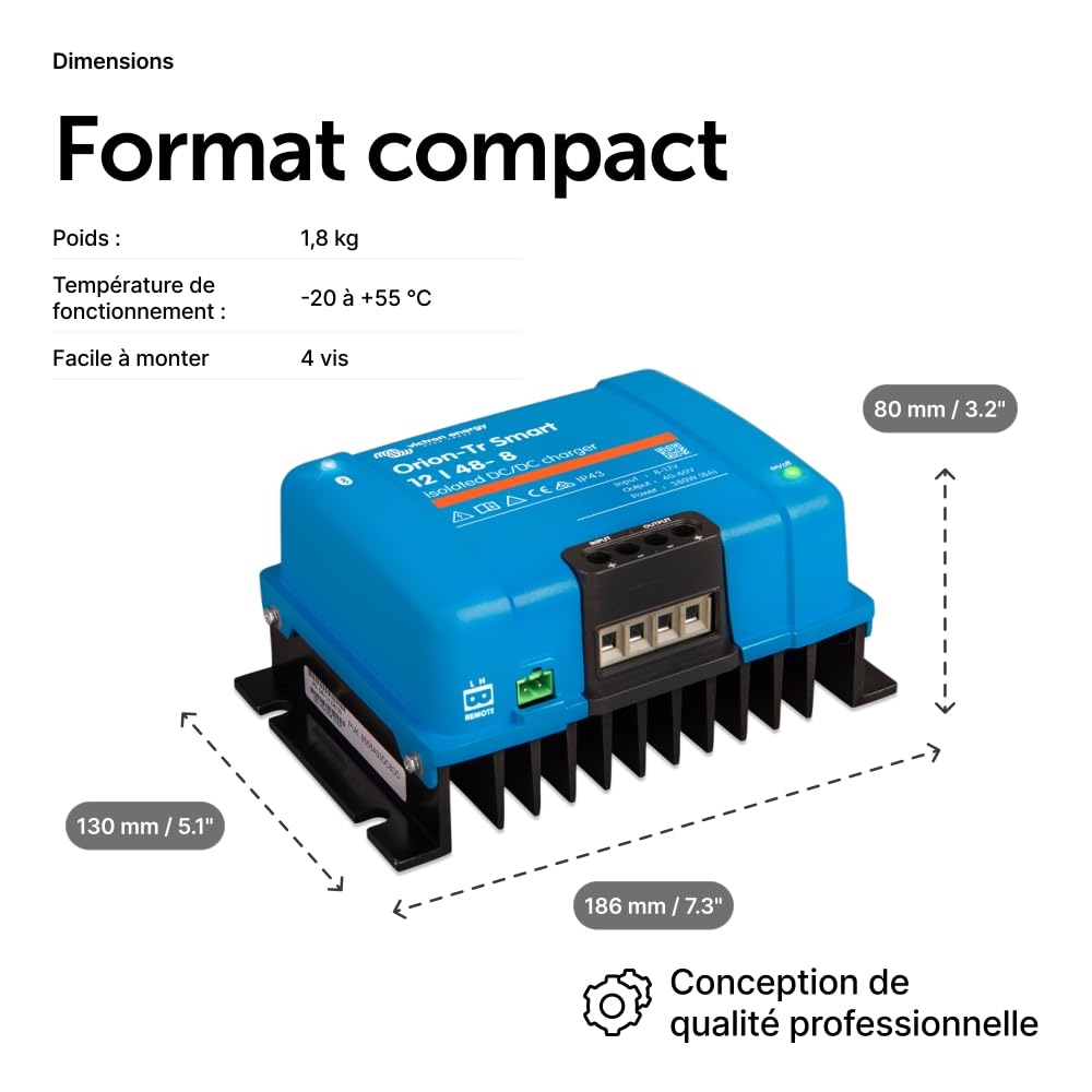 Victron Energy Orion-TR Smart 12/48-Volt 8 A 380 W CC-CC Chargeur Isolé (Bluetooth)