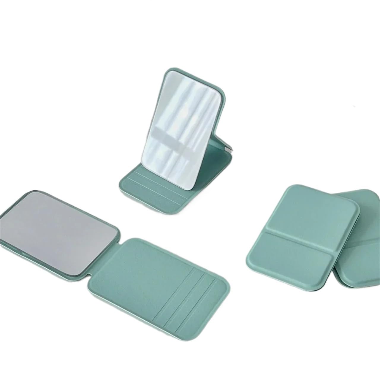 RRYPBOVG Portable Makeup Mirror 2PCS Desktop Makeup Mirror Solid Color Simple Portable Handheld Foldable Compact Cute Pocket(Green)