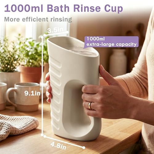Image of Babylush Baby Bath Rinse Cup & Rinser - 1000ml Soft EVA, 0.3lb Lightweight, BPA-Free Bath Water Pourer, Baby Bath Pitcher, Shower Cup for Kids (Grey)