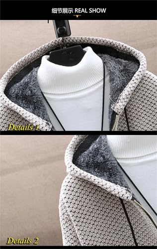 Mens Cardigan Sweaters Winter Casual Fleece Warm Hooded Knitted Sweater Outerwear with Zipper4