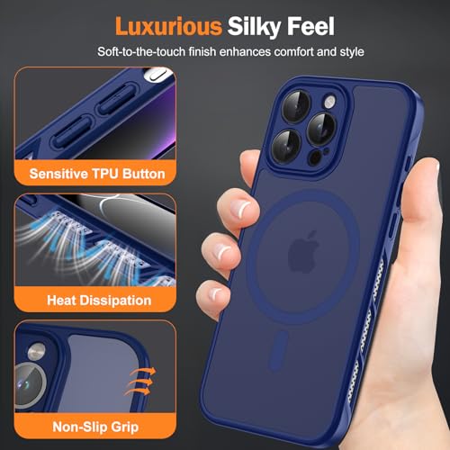 CASEINJOY Stronger Magnetic for iPhone 14 Pro Max Case, Heat Dissipation Frame, Compatible with Magsafe, Camera Protection, Matte Back Slim Protective Cover for iPhone 14 Pro Max 6.7 Inch, Blue - image 5