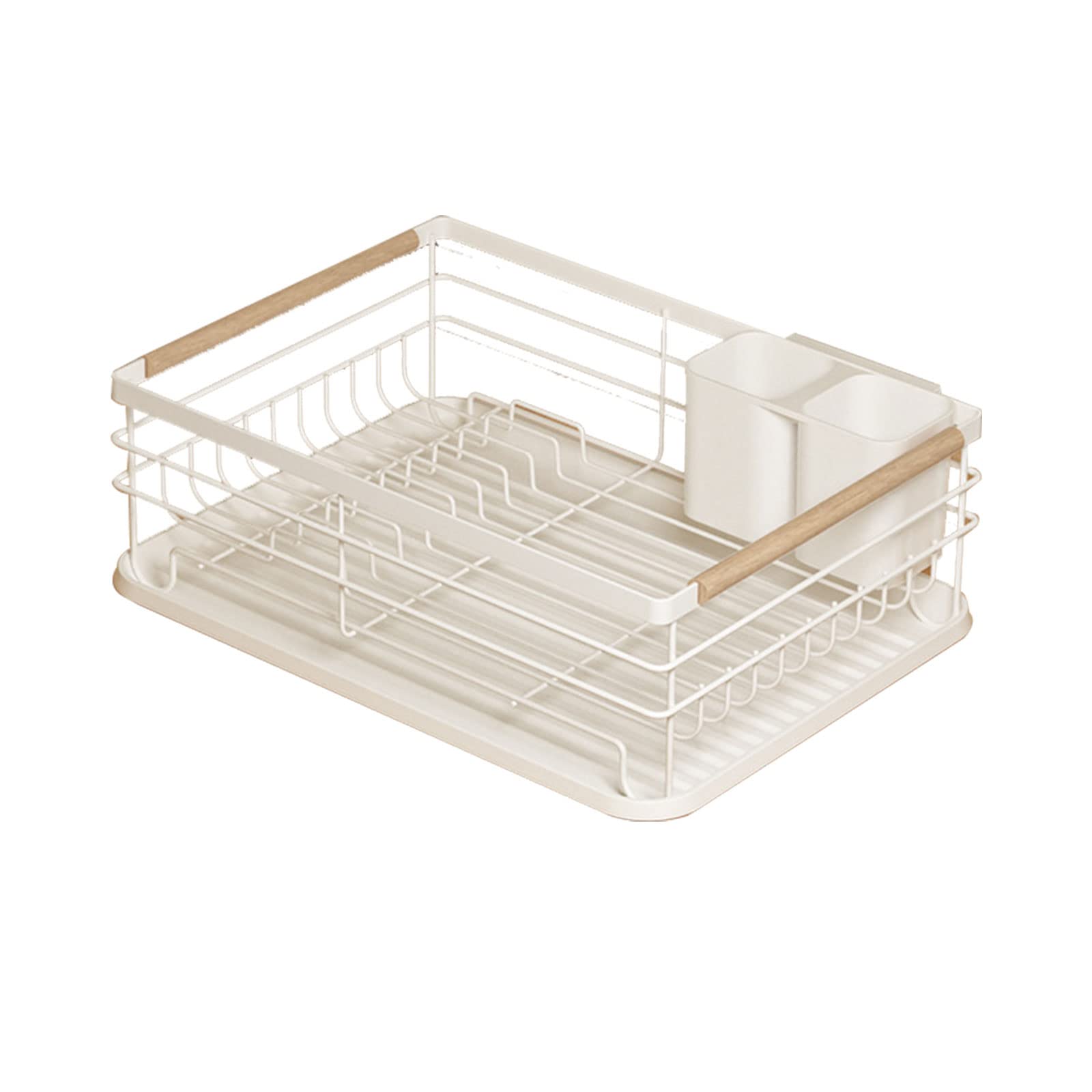 Escurreplatos de 1 nivel con bandeja de goteo extraíble, estante de secado de cocina para platos, cubiertos y vasos, ahorra espacio para un secado eficiente de los platos