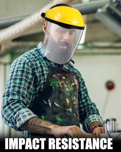 Image of Tellegloww 8 Pack Safety Face Shield for Grinding and Cutting, Yellow