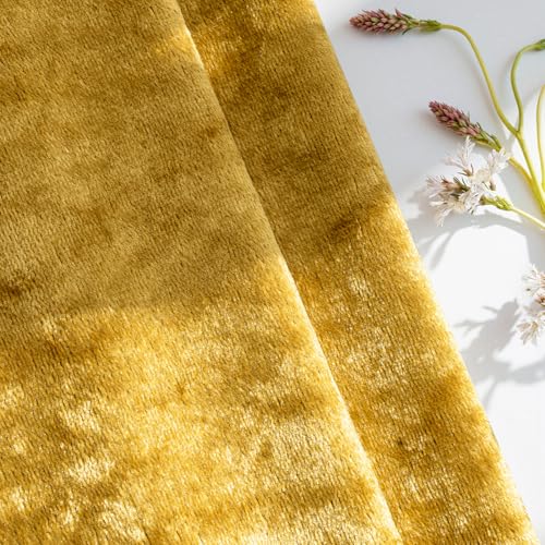 Image of MIULEE 28x28 Inch Euro Sham Velvet Pillow Covers, Set of 2 Large Square Decorative Pillows -Golden Super Soft for King Bed, Sofa, Couch, Accent Chairs with Hidden Zipper
