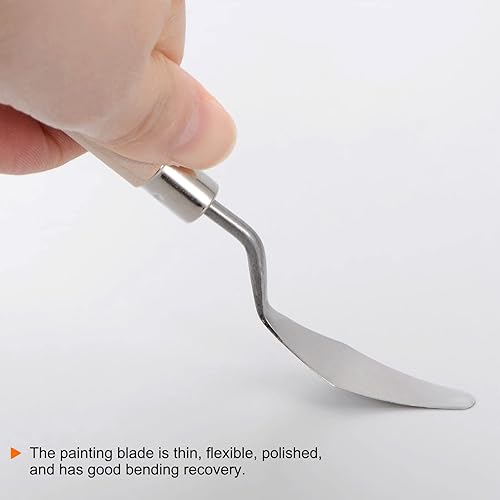 Miniatura 5 de HARFINGTON 2pcs No.3 Paleta Cuchillos 0.551 in Ancho Acero Inoxidable Espátula Grande Pallet Pintura Cuchillo con Mango de Madera para Óleo Acrílico