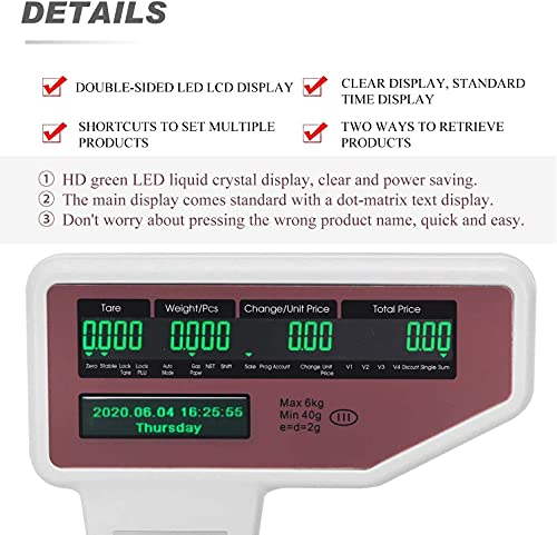 Báscula comercial electrónica con pantalla dual y pole 15kg miniatura 3