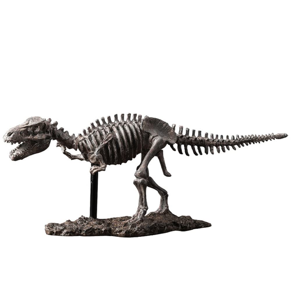 Archaizująca figurka szkieletu dinozaura, skamieniała rzeźba z żywicy w stylu vintage, dekoracja domu