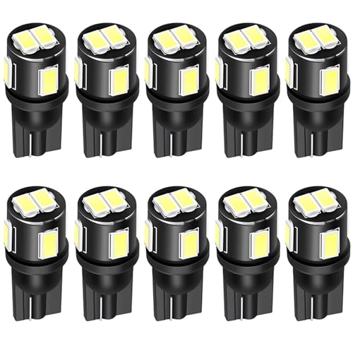 ECCPP 10x Instrument Cluster Dash Panel Lights T10-6-5730-SMD-Ultra White W5W 147 152 158 159 161 168 184 192 193 259 280 285 447 464 501 555 558 585 655 656 657 1250 1251 1252 2450 2652 2921 2825 PC