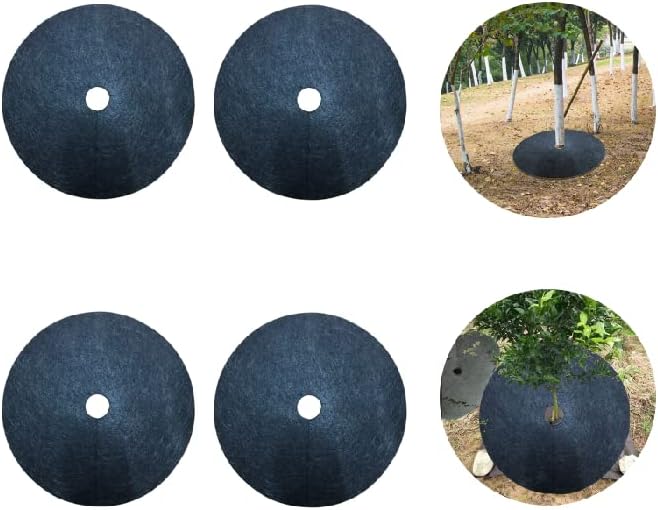 4 alfombrillas de protección de árbol de 32 pulgadas, alfombrilla de barrera de malezas, protección de árbol, mantillo de bloque de malezas,