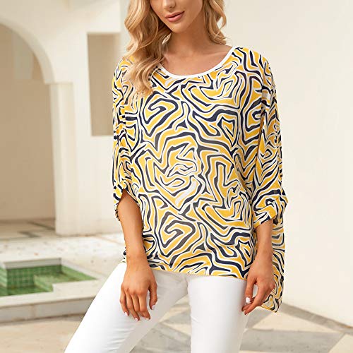 Image of Ckikiou Plus Size Batwing Flowy Semi Sheer Chiffon Blouse Tunic for Women Summer Floral Print Boho Beach Cover ups