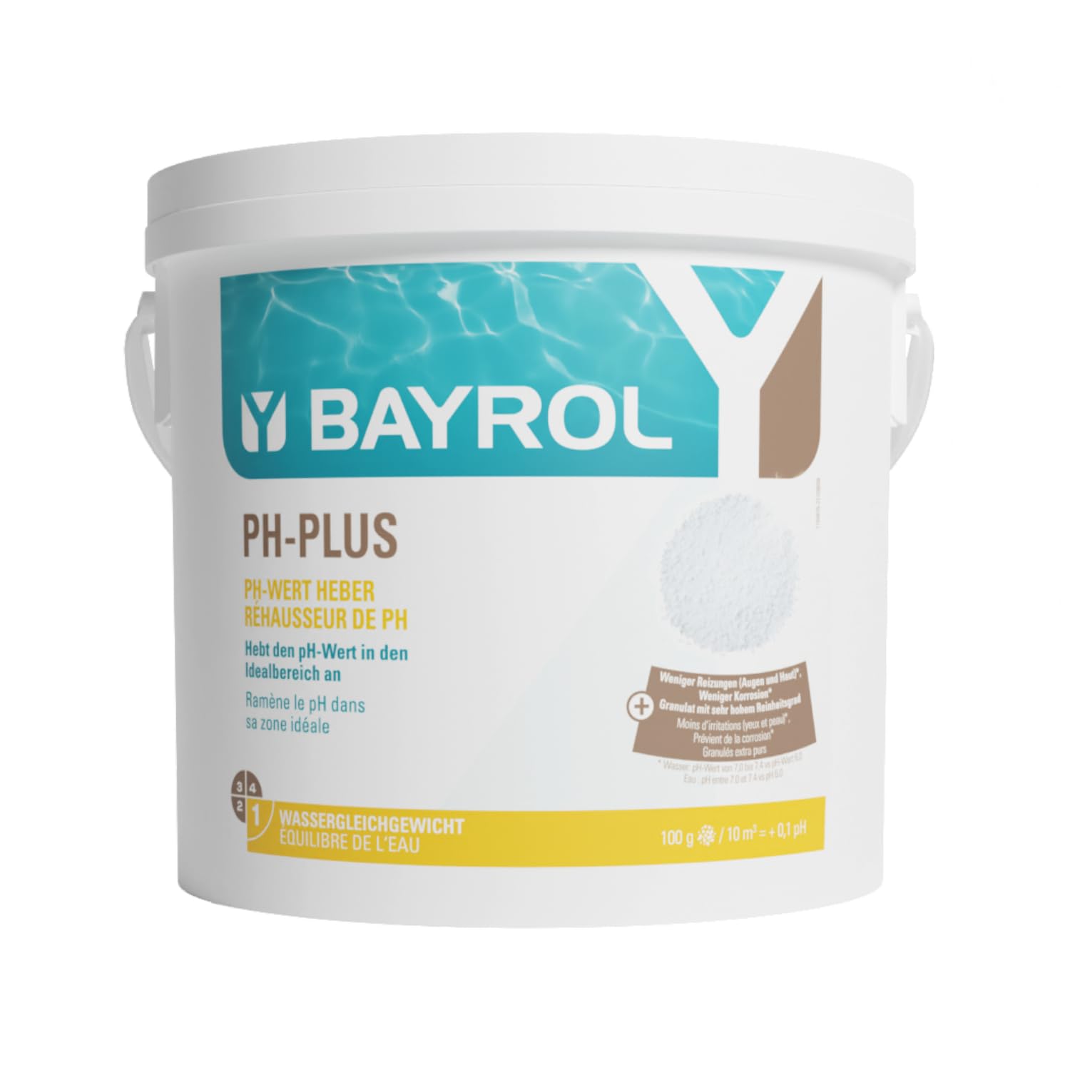 BAYROL e-pH-Plus Piscine et Spa 5 kg - Réhausseur de pH Rapide - Granulés pH+ pour Piscine et Spa - Doseur Inclus - Corrige pH Bas